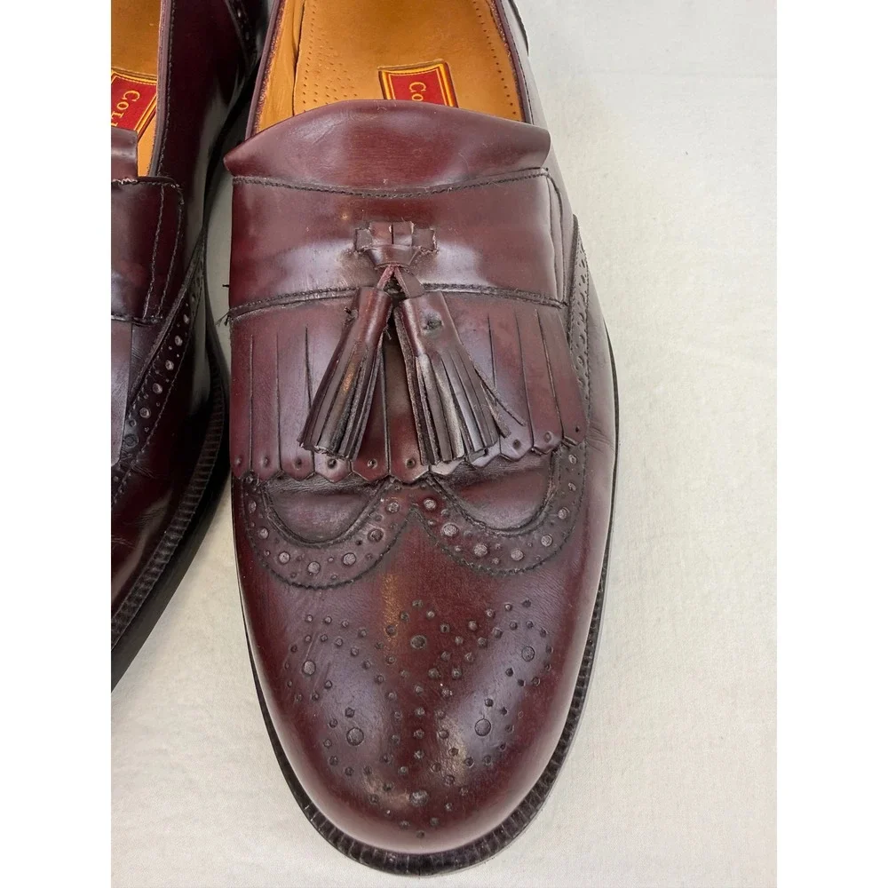 Cole Haan City Mens Burgundy Leather Wingtip Kiltie‎ Tassel Loafers 12 D